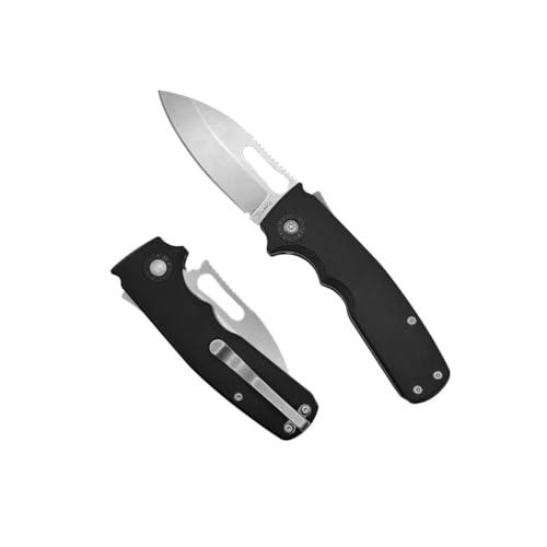 Andrew Demko AD20.5 Shark Cub Shark Lock Folding Knife 2.75 AUS-10A Stonewashed Slicer Shark Clip Point Blade Reversible Deep Carry Clip SC AUS10A GRN Black Handle (BLACK SLICER SHARK)