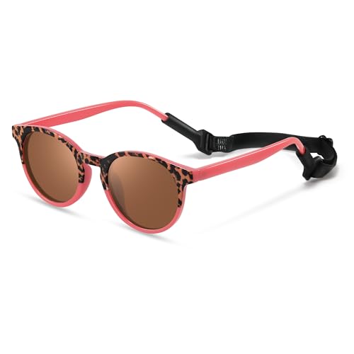 Image of Cute Kids Polarized Sunglasses,Baby Sun Glasses with Strap for Toddler Girls Boys Flexible Round UV Protection