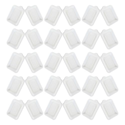 KICHOUSE Platos Desechables y Rectangulares Blancos de Papel de Caña de Azúcar 75 Biodegradables Ideales para Fiestas y Reuniones Familiares al Aire Libre