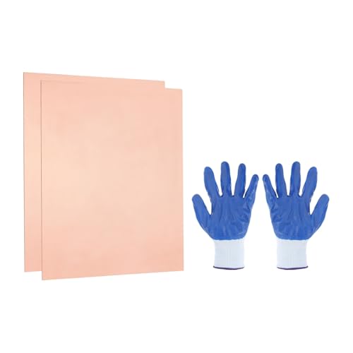 MECCANIXITY 2 PCS 99.9% Pure Copper Sheet,Copper Plates Metal 0.79"x0.79"x0.02" (20x20x0.5mm) with Gloves for DIY Crafts Jewelry Repairs Industry Electrical Engineering Circuit