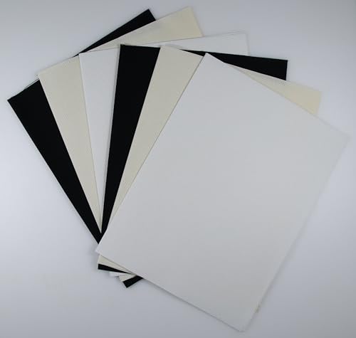 Image of KCS 4 /6 pc of 12 inch x 18 inch 30cmx45cm 16CT Counted Cotton Aida Cloth Cross Stitch Fabric (White+Cream+Black, 6 pc)