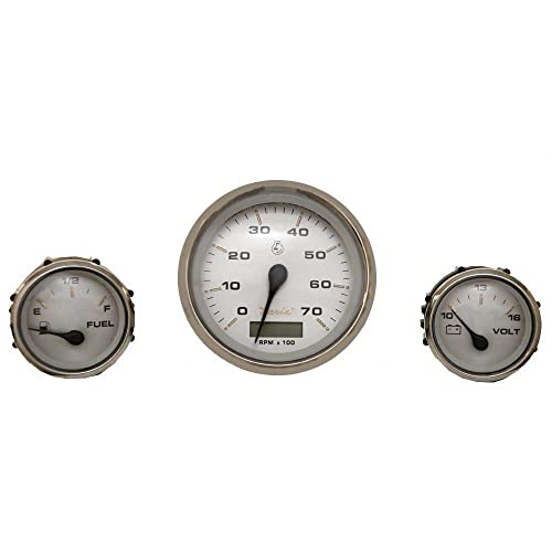 Faria Boat Gauge Set KTF020B | Kronos Silver Rinker (Set of 3)