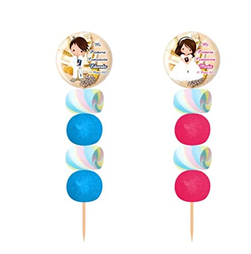 Lote de 30 Originales Brochetas de Golosinas Personalizables 'Chapa Alfiler Comunión Cáliz '(A Elegir). Recuerdos. Detalles y Regalos para Fiestas de Cumpleaños, Bodas, Bautizos.DC. (SURTIDAS)