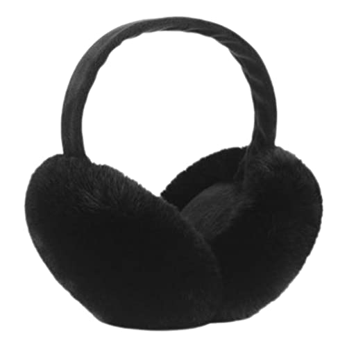 Cache-oreilles d'hiver pour femmes, cache-oreilles en fausse fourrure, oreillettes chaudes et moelleuses, cache-oreilles d'extérieur pour temps froid, noir Cover