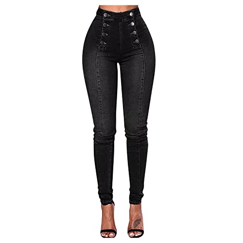 Women's High Waisted Jeans Strechy Straight Leg Denim Pants with Pockets Y2k Baggy Mid Waist Cropped Denim Pants