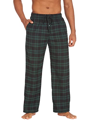 Pinspark Pantalon de pyjama long en coton à carreaux en flanelle pour homme avec poches S-3XL, vert, S Cover