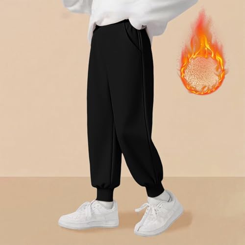 Winter Boys Thermal Sweatpants Fleece Warm Jogger Pants with Pockets Trendy Elastic Waist Trousers2