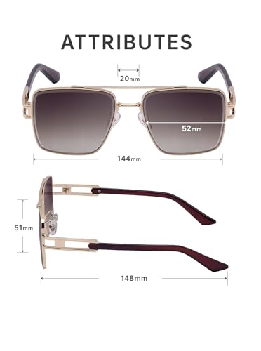 Hexagon Sunglasses Mens Retro Metal Frame Double Bridge Small Face Flat, UV 400 Protection Lens Sunnies(5G97)4