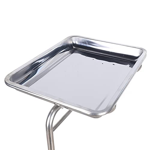 Stand-Stainless-Steel-Instrument-Salon-Tray-Tattoo-Rolling-Tray-Mobile-Mayo-Tray-Stand-Adjustable-Height-Medical-Doctor-Tattoo-Spa-Salon-Equipment-Personal-Care-Max-Load-30kg-Tray-Size-45x35cm