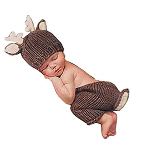 Image of Lppgrace Newborn Baby Boy Girl Photography Props Outfits Lovely Deer Hat Pant