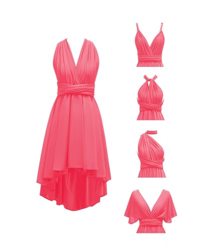 Image of Women's Short Convertible Dress with Bandeau High Low Infinity Bridesmaid Dresses Multi-Way Transformer Formal Dress