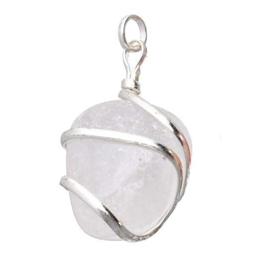 Colgante Cuarzo Transparente en Espiral Baño Plata 925, Colgante para Mujer de Piedra Natural Original, Color Blanco, Minerales y Cristales