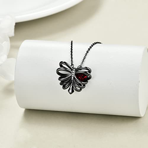 URONE Sterling Silver Rib Necklace Skull Rib/Skeleton Hand/Key/Coffin/Infinity Pendant Gothic Skull Jewelry Gifts for Women2