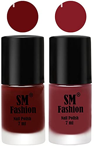Image of Long Lasting Nail Polish | Nail Paint Combo 7 ml Each) - Set of 2 Wine Red-Plum
