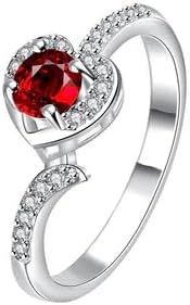 VANDANA GEMS & JEWELRY 1.20Ct Red Ruby Round Cut Womens Engagement Wedding Ring 14k White Gold Finish