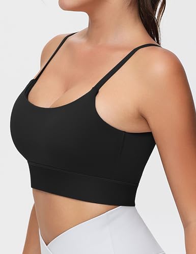 THE GYM PEOPLE Women's Adjustable Longline Sports Bras Scoop Neck Padded Wireless Workout Yoga Tops2