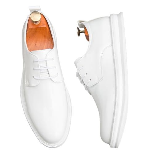 Men's Patent Leather Platform Formal Oxford Shoes Classic Pointed Toe Lace Up Oxford Shoes Casual Business Formal Shoes