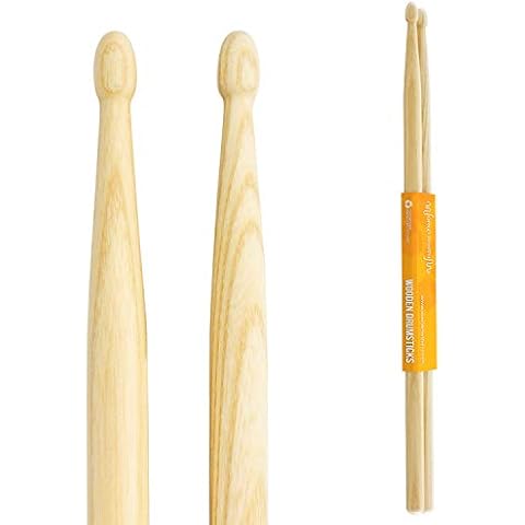 Drumsticks 5A Wood Tip Hickory Drum Sticks - 1 Pair - World Rhythm WR-607 Cover