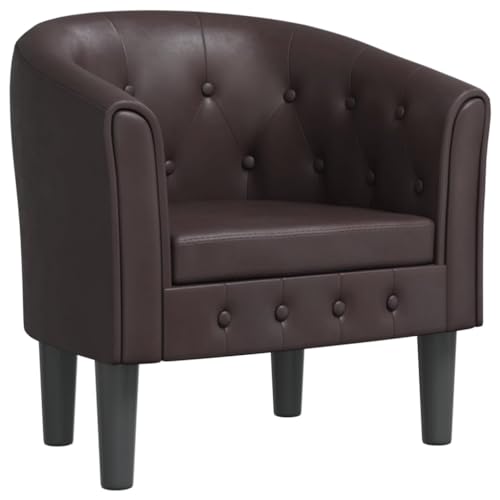 vidaXL Fauteuil Cabriolet, Chaise avec Accoudoirs, Canapé avec Dossier, Siège Rembourré, Meuble de Salon Chambre, Moderne, Marron Similicuir