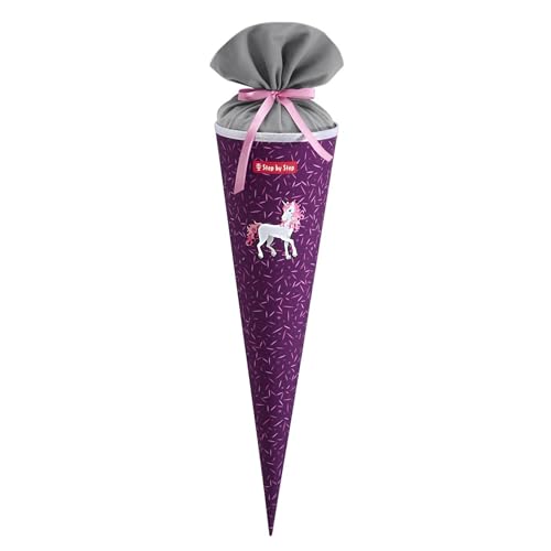 Step by Step Schultüte Pretty Unicorn Nuala rosa passend zum Schulranzen aus recycelten PET-Flaschen Verschluss aus Stoff 5 l Füllvolumen 70 cm Höhe