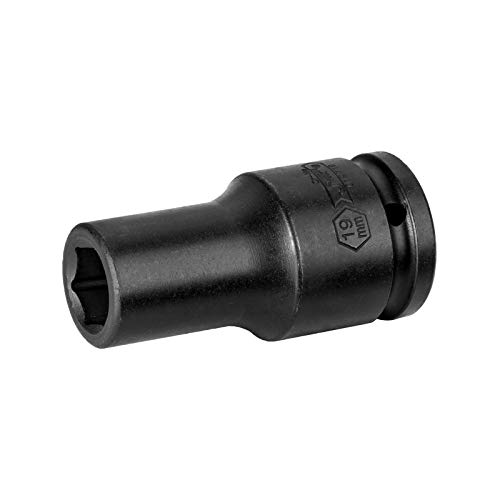 Image of Jetech 19mm Deep Impact Socket, 3 /4-Inch Drive 6-Point Metric Socket, Heat-Treated Chrome Molybdenum Steel, Extra Length for Heavy-Duty Truck & Machinery Repair