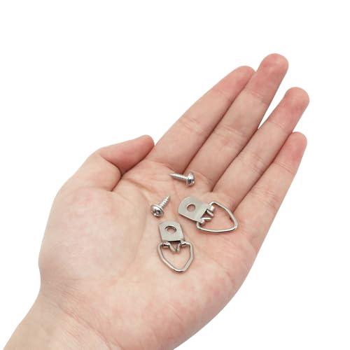 Image of D Ring Picture Hangers, Single Hole with Screws, D Rings Heavy Duty, Picture Hang Solutions for Mirror, Clock, Decoration, Paintings, Artwork Pictures Frame, 30 PCS