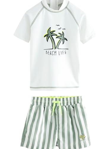 NEXT Jungen Standard Rash-Set mit Trägertop und Shorts White/Green 98-104