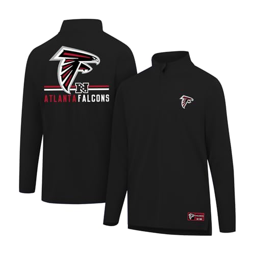 Ultra Game NFL Official Adults Super Soft Quarter Zip Long Sleeve T-Shirt - Unisex, Atlanta Falcons, Team Color, Small