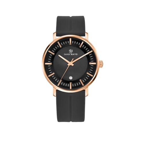 Image of SANSI MAYO Analog Watch for Men with Silicone Band | Magnetic Lock Strap | Japanese Quartz Movement | Water Resistant | Formal & Casual Wristwatch Gift