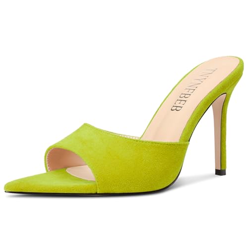 Image of TNYNFBEB Womens Stiletto High Heel Pointed Open Toe Sandals Mules Shoes Slingback Slip-on Prom Party Dress Summer 3.9 Inches Heels