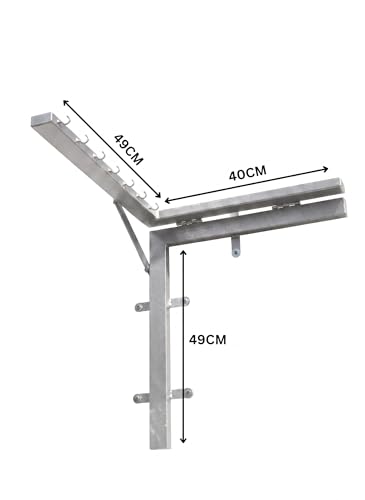 Image of StayHappy Wall Mounted Foldable Cloth Drying Stand | Space Saving Collapsible Metal Clothes Dryer Stand for Balcony & Indoor Use | Wall Mounted Laundry Drying Stand with Free Clothesline (Silver)