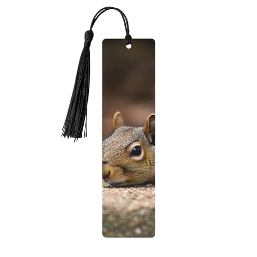 カラフルなタッセル付き木製しおり ブラック リス 置くだけ木製ブックマーカー パーソナライズされた木製ハンギングタグ オーナメント DIY クラフトブックマーク 男性/女性向け 本好き向け