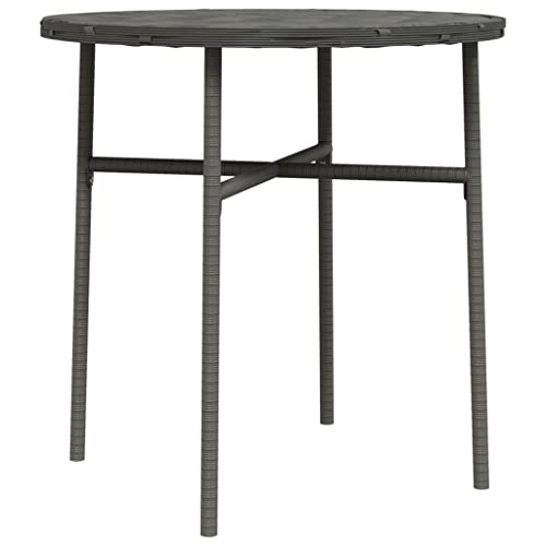 Mokuyary Mesa auxiliar gris de 45 cm de polirratán para jardín, balcón, comedor, exterior, fiesta, jardín, terraza, balcón