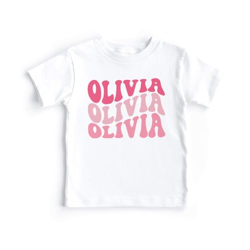 Groovy Pink Girls Personalized Name Toddler Shirt - Retro Custom Name T-Shirt - Natural Toddler Youth Tee3