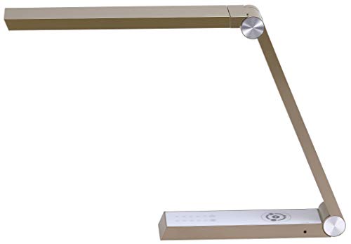 Bostitch Gold Desk Lamp with Wireless Charging, USB Ports, Adjustable Brightness, Triangle Shape