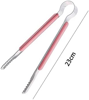 Cooking Tongs Stainless Steel Kitchen Tongs Small Barbecue Grill Cooking Tongs BBQ Meat Salad Food Tongs Clamp Ice Tongs (Orange)