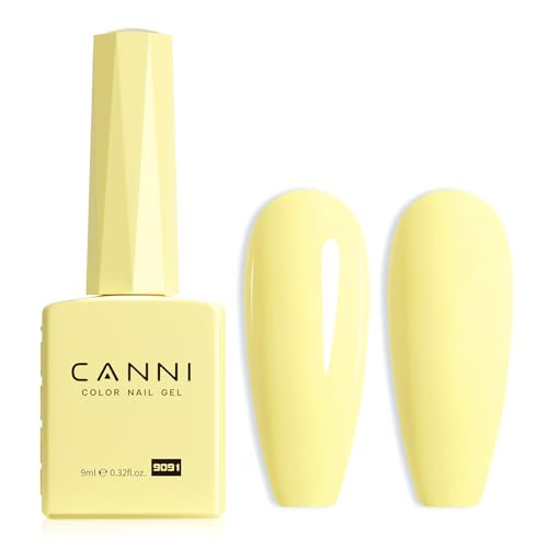 CANNI Yellow Gel Nail Polish 1Pcs Light Yellow Gel Polish Bright Pastel Color High Gloss Soak Off U V Nail Manicure Salon DIY