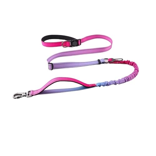 Laisse pour chien mains libres rose extensible contre les tractions - 2