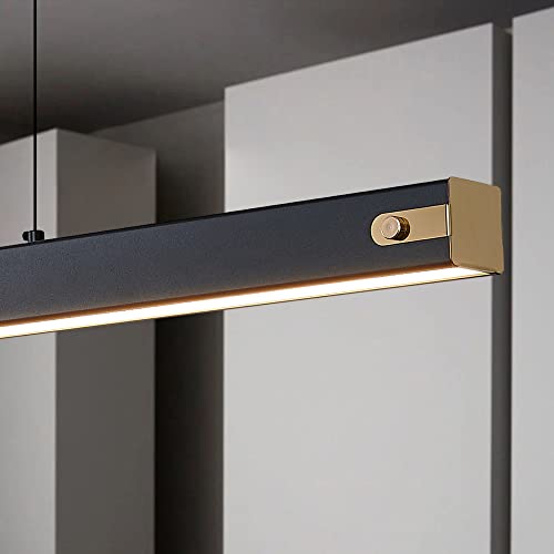 Lámpara Colgante Lineal LED de techo en metal negro con tres modos de color para mesa de comedor 2