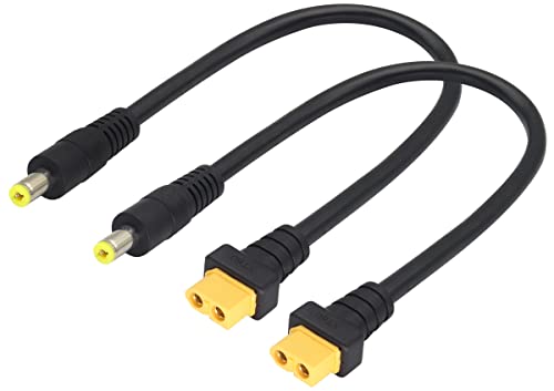 AAOTOKK XT60 Macho a DC 5.5 X 2.1 mm Hembra XT60 Conector Hembra Jack Adaptador Cable para TS100 Soldador,FPV Monitor Power,Drone Power Cord (DC 2.1mm-M /30cm-2Unidades)