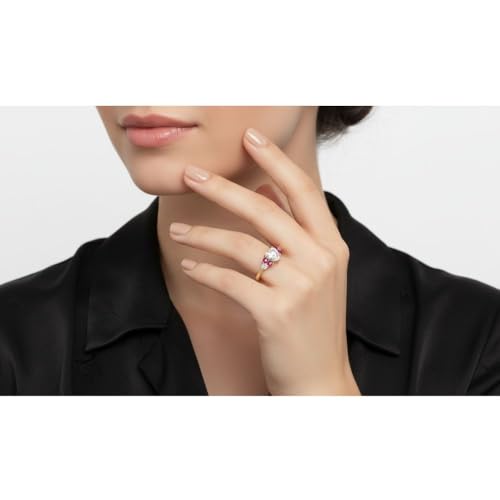 Image of Choose Your Color Heart Shape Accented 14k Yellow Gold Plated Engagement Ring Side Stone Daily Wear Chakra Healing Party Wear Birthstone Engagement Rings : US Size 4 to 12