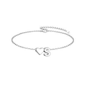 ChicSilver Sterling Silver Initial Bracelet Letters Personalized Heart Bracelet Hypoallergenic Dainty Bracelets for Women