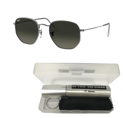 Ray-Ban RB3548N Sunglasses Bundle: RB 3548N HEXAGONAL 004/71 Hexagonal Gunmetal Light Grey and Eyewear Cleaning Kit2