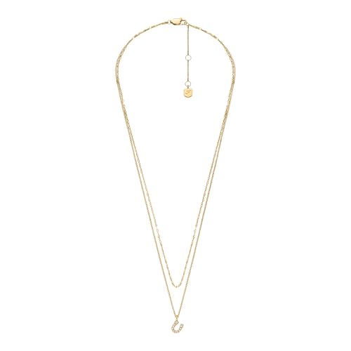 Image of Fossil Women's Gold-Tone Stainless Steel Pendant Chain Necklace for Women