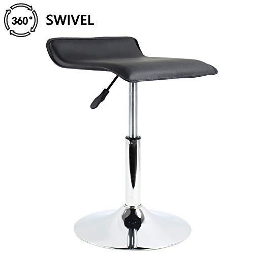 Furwoo Pu Leather Square Short Swivel Stool Standing Desk Stool Height Adjustable Stool Chair Office Stool No Wheels Counter Stool Shop Stool Salon Stool Guitar Chair(Black) #TOP3