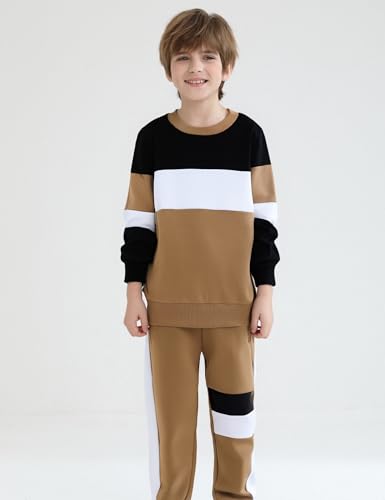 Image of mkodopy Boys Clothes Hoodie Sweatsuits Tops and Pants Boys Fall Winter Outfits Boy Clothing Set