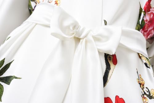 Image of Women's Silk Kimono Robe Short Bathrobe Nightgown 100% Mulberry Silk for Women - Classic Floral Pattern