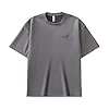 GURUNVANI Mens Embroidered T Shirt Vintage Graphic Tee Crew Neck Faux Suede Short Sleeve Shirts Tops, Grey, M #1