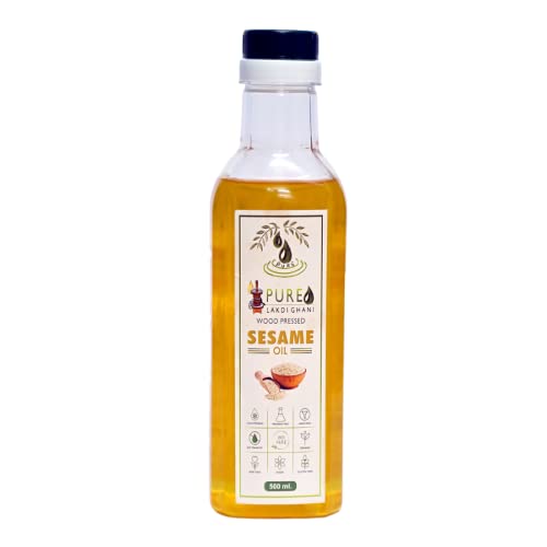 Image of Pure Lakdi Ghaani - Extra Virgin Sesame Oil 500 ML, Organic | For Hair, Body, Skin Care, Massage | Wood Pressed | 100% Pure & Natural