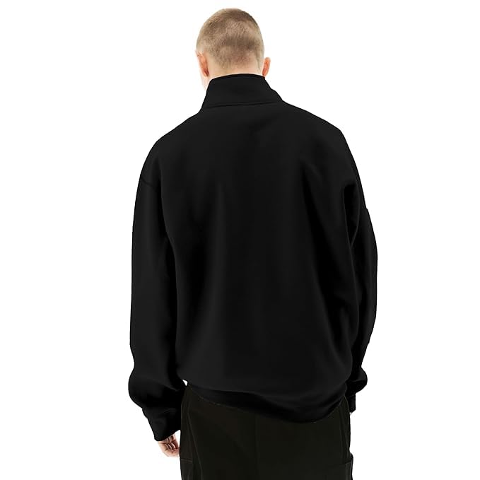 Image of Fleece Half Zip High Neck Loose Fit Sweatshirt for Men's